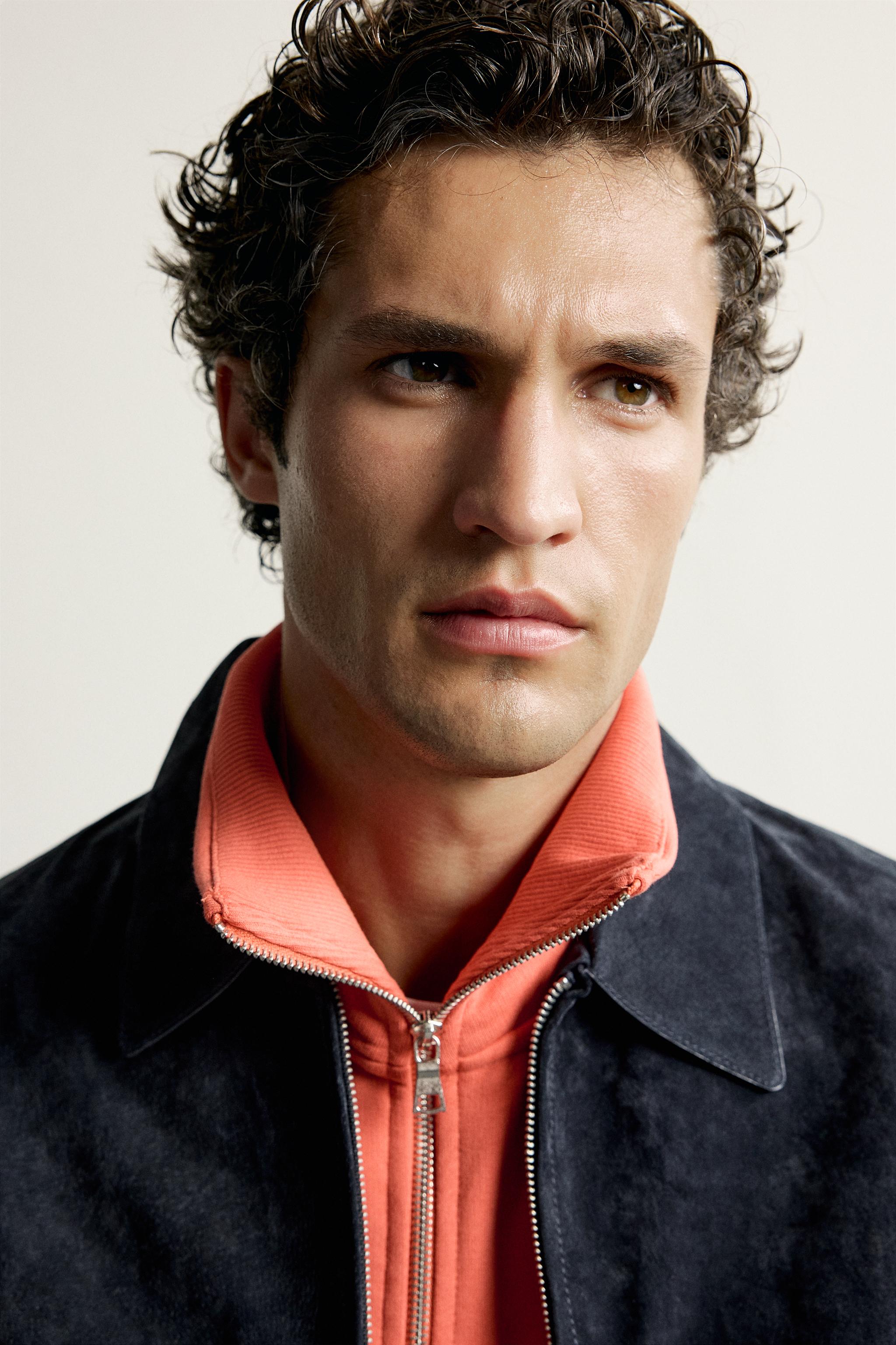 BLOUSON EN CUIR DAIM REGULAR FIT